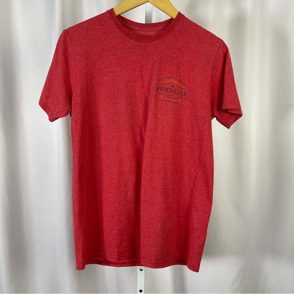 Quiksilver Men's Small Red Short Sleeve Tee Graphic Surf Logo Solid